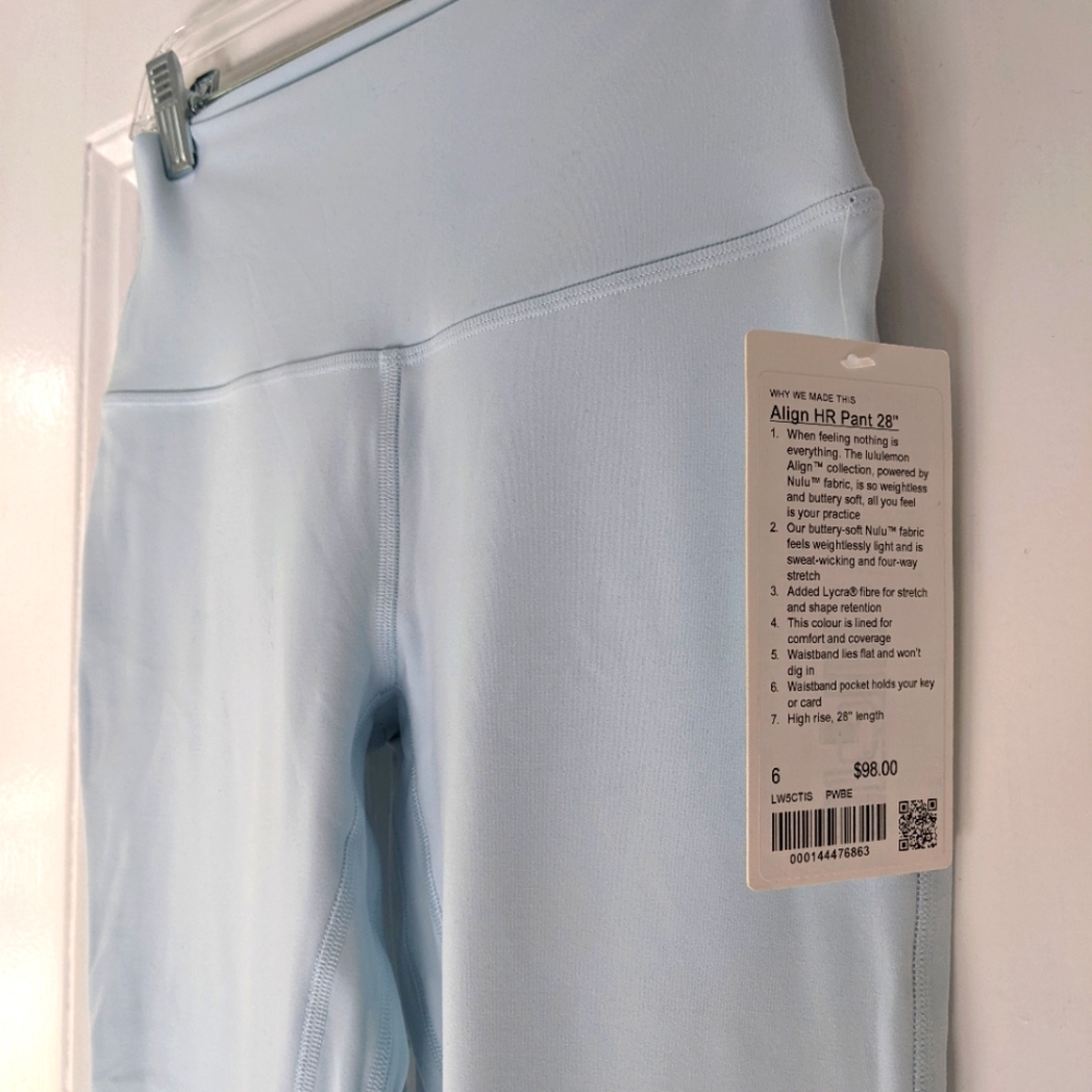 Lululemon Align HR (high rise) 28" baby blue NWT size 6